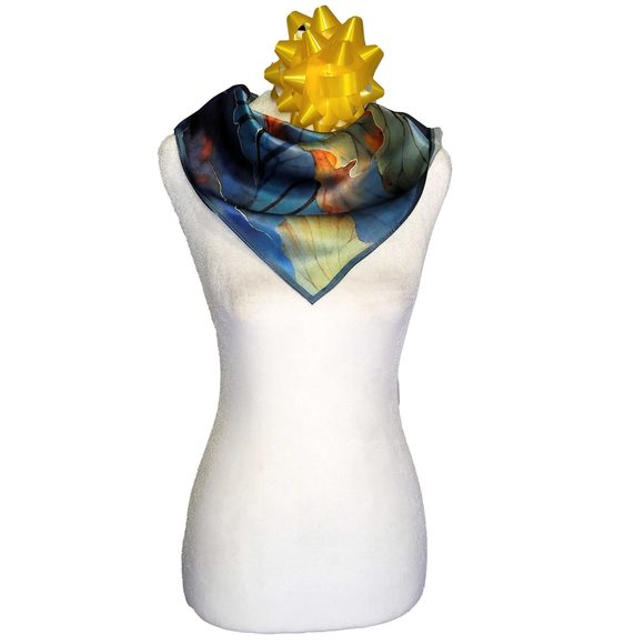 NWT Genuine 100% Mulberry Silk Satin Scarf 20"x20" Small Square Shawl 5490 - Picture 8 of 8